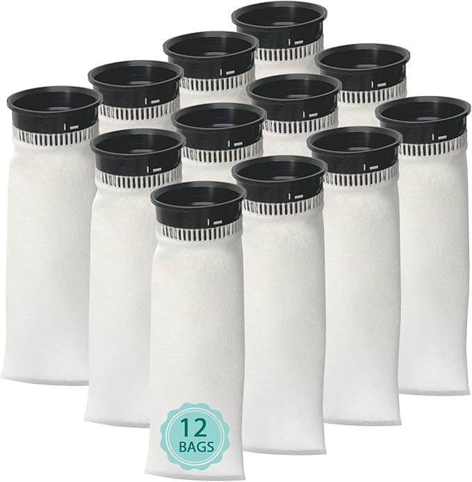 12 Pack 2.75 Inch 225 Micron Filter Sock Fits Waterbox, Eshopps, Fiji Cube Aquarium Models, and All 2.75" Filter Sock Holders