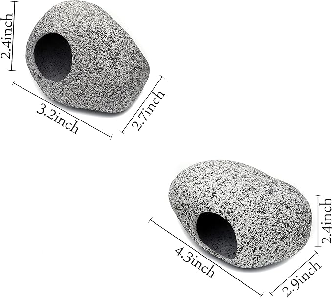 JIH Aquarium Decorations Rock, Ceramic Shelters - Shrimp Habitat, Breeding Tube, Hiding cave, Stackable Fish Tank Decor Cave for Hiding, Betta Fish (J001+J002)