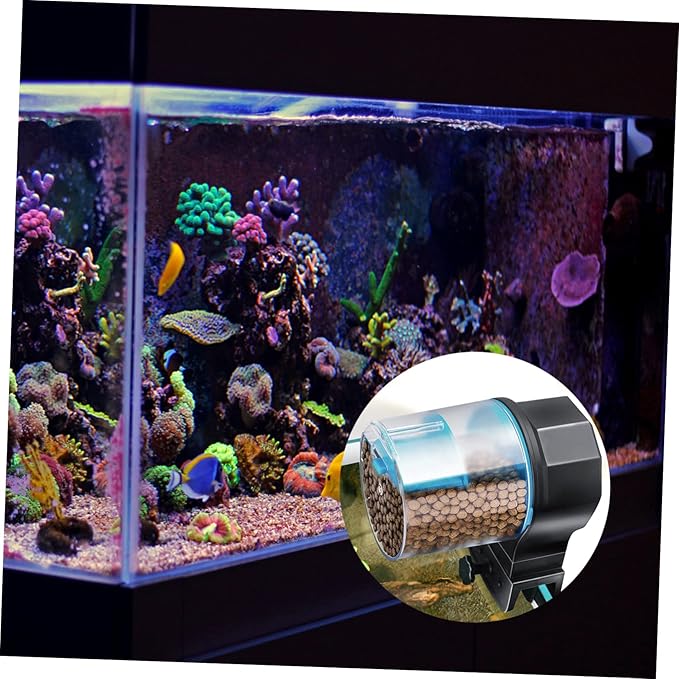 1set Automatic Fish Feeder for Aquariums Feeding Port Easy Design for and Turtles Aquarium Decor Convenient Pet Feeding