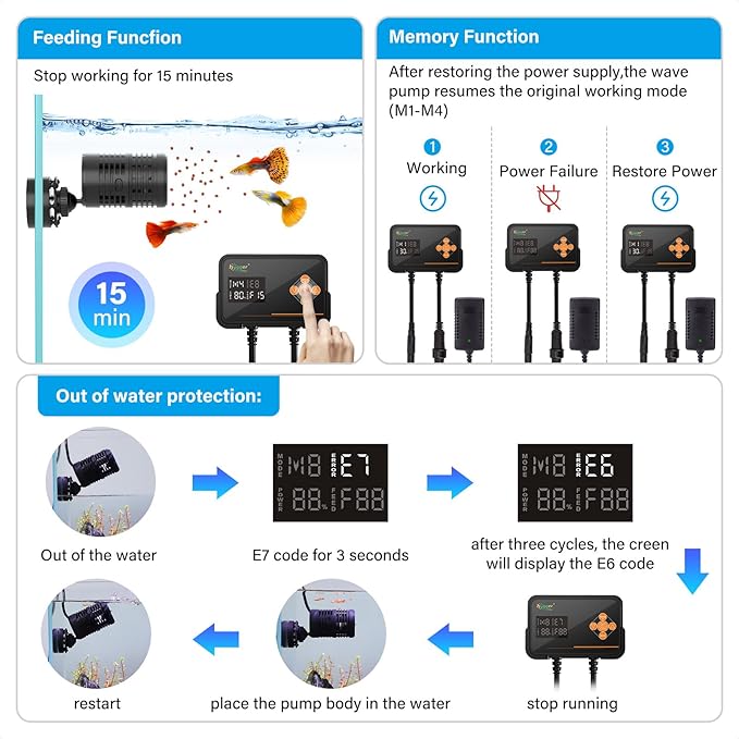 hygger Effortless Wave Maker For Aquarium,25W 3170GPH Ultra-quiet Submersible Power Head with Magnetic Base And LED Controller-Circulation water Pump For 15-80Gallon Freshwater Coral Reef Tank