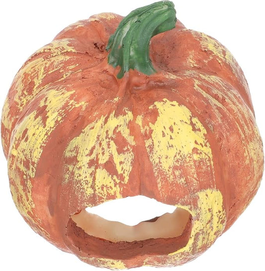 BESPORTBLE Hideout Cave Halloween Pumpkin Figurine, Resin Fish Tank Statue Halloween Aquarium Decorations for Reptile Tank Fish Tank