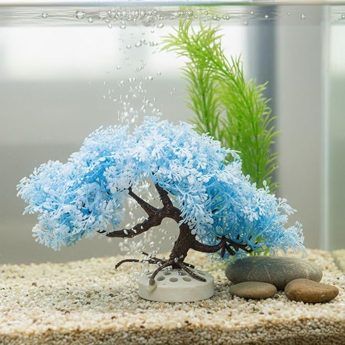 Sanfly Artificial Aquarium Plants, Fake Aquarium Aquatic Plant Cherry Blossom Aquarium Fish Tank Simulation Aquatic Aquarium Tank Accessories