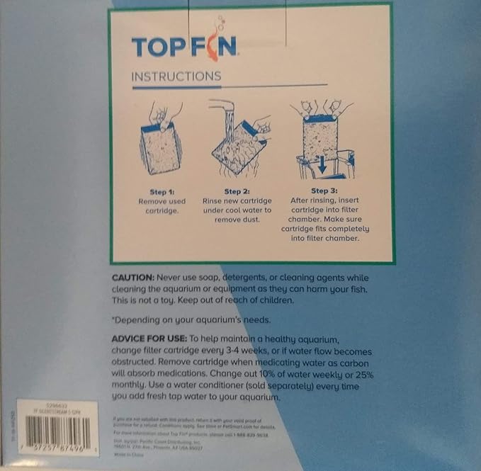 Top Fin Silenstream PF-S Refill for PF10 Power Filters 5.5in x 3.1- (12 Count) 1 Year Supply