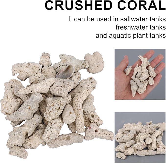 Crushed Coral Filter for Aquarium & Fish Tank, Reusable Aquarium Crushed Coral Freshwater Biological Filter Media Bag to Raise pH for Pond Saltwater & Freshwater Tank
