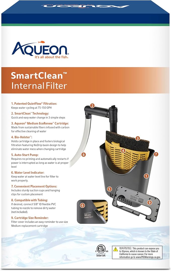 Aqueon QuietFlow Internal Filter with SmartClean Technology, Medium