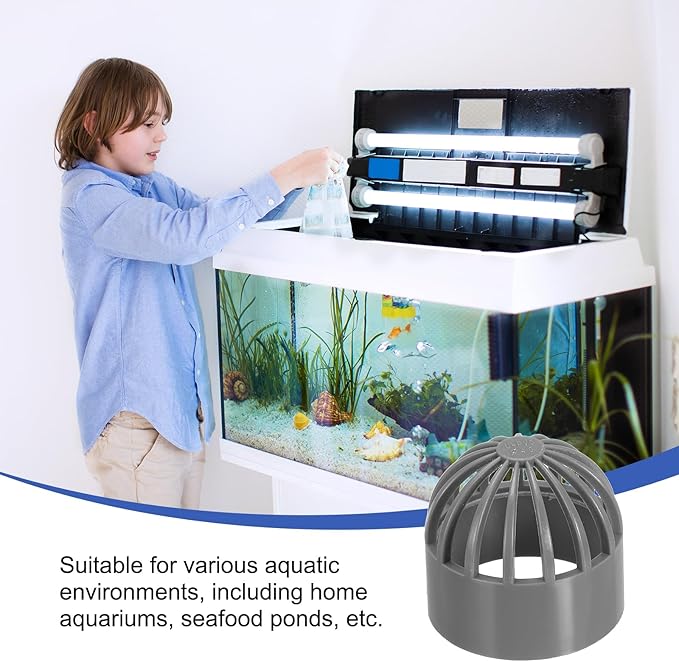 PATIKIL 1.6 Inch (40mm) Fish Cover Permeable Cap, 4 Pcs PVC Breathable Cap Aquarium Guard Fish Tank Intake Cover, Gray