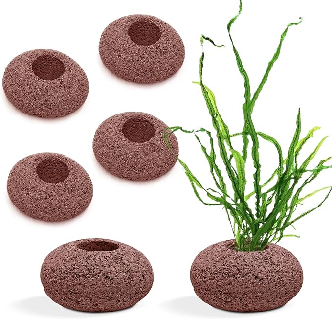 Stone Plant Weights for Aquarium Natural Rock Decorative 6 Pcs Fish Tank Landscape Plant Weights