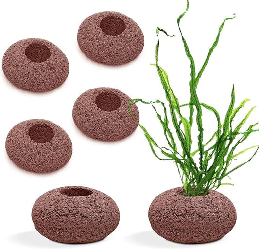 Stone Plant Weights for Aquarium Natural Rock Decorative 6 Pcs Fish Tank Landscape Plant Weights