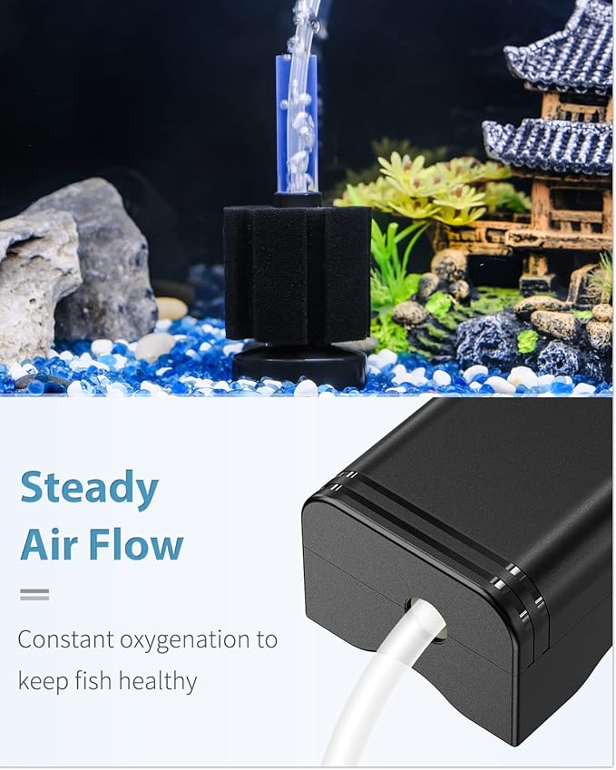 Pawfly Aquarium Air Pump with Nano Bio Sponge Filter Kit Air Control Valve Airline Tubing and Check Valve Accessories