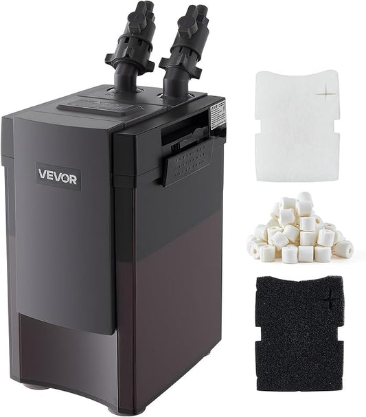 VEVOR 396GPH Canister Filter, 4-Stage External Aquarium Filter with Powerful Pump, Water Circulation Cleaning Machine with Media for Large Fish Tanks and Aquariums Up to 125 Gallons, for Freshwater