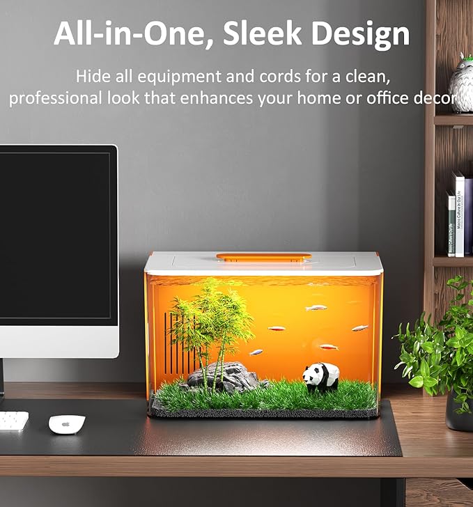 Betta Fish Tank Kit 2.5 Gallon Aquarium with Hidden Filtration, Light, Lid, Small Acrylic Tank for Beta, Shrimp, Guppy