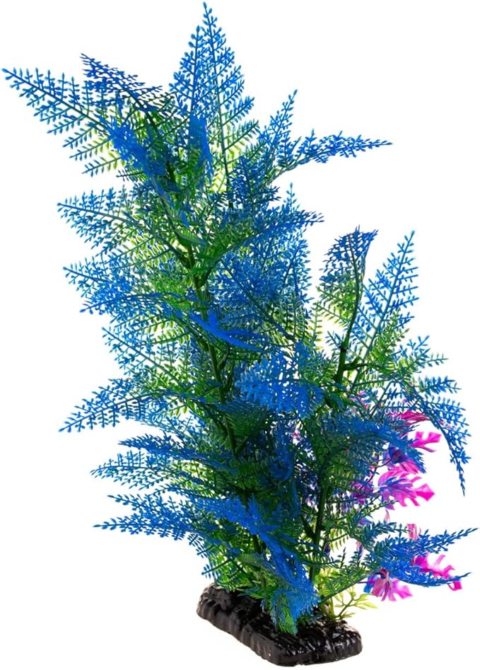 CNZ Aquarium Decor Fish Tank Decoration Ornament Artificial Plastic Plant Green/Blue, 15.7-inch