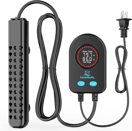 200W Aquarium Heater for 20-40 Gallon with Auto Shut-Off When Leaving Water—Submersible Fish Tank Heater, Dry-Burn & Overheat Protection, Explosion-Proof, Freshwater Saltwater Turtle Tank
