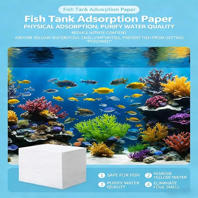 Aquarium Filter Sheets 200 Count, Dual-Action Water Polishing Pads for Crystal Clear Water, Universal Fit All Filters, Disposable Filter Media for Freshwater Saltwater Fish Tanks, Shrimp & Live Plants