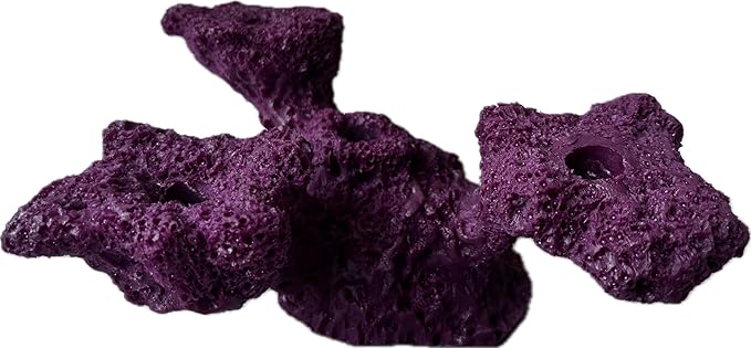 4 Hole Tripod Frag Rack/Rock for Coral Plug Ons and Reef Tank Aquariums (Coralline Purple)