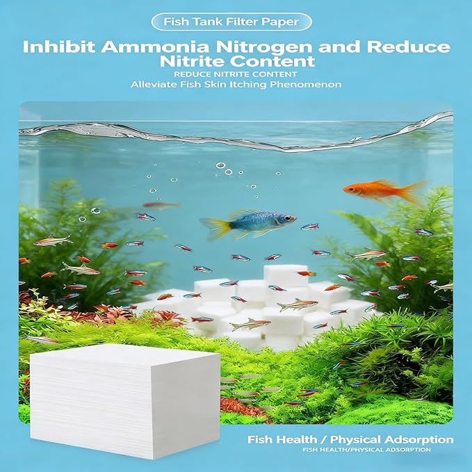 Aquarium Filter Sheets 200 Count, Dual-Action Water Polishing Pads for Crystal Clear Water, Universal Fit All Filters, Disposable Filter Media for Freshwater Saltwater Fish Tanks, Shrimp & Live Plants
