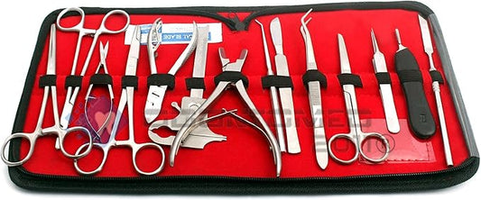 Coral Propagation Fragging Kit Set 15 Pcs Hard Soft Freshwater Reef Stainless Steel Tools with Beautiful Zipper Case ODM-CRL-0013