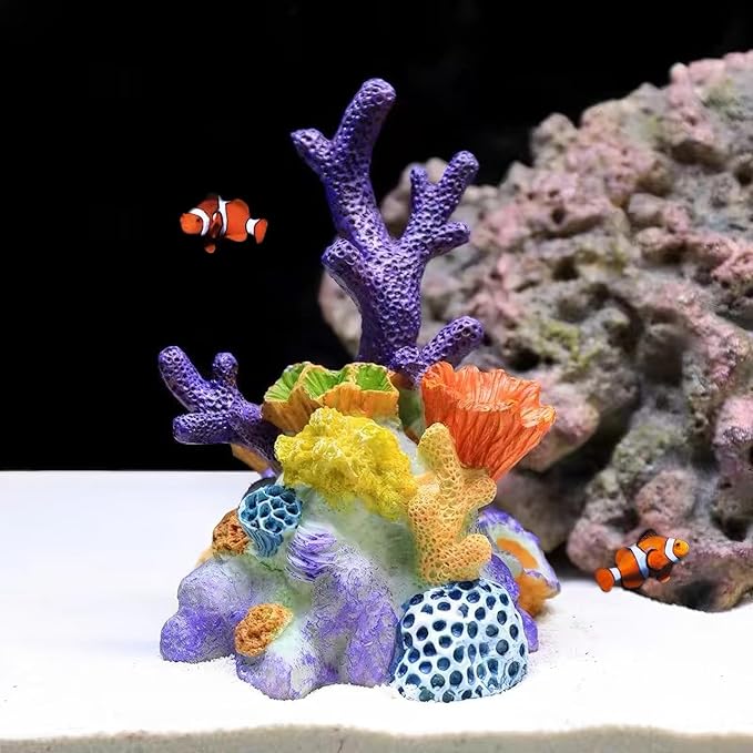 Fish Tank Decoration Ornaments, Resin Hollow Tree Trunk, Coral Reef Simulation Decorations with Plants, 3D Aquascape Aquarium Decor