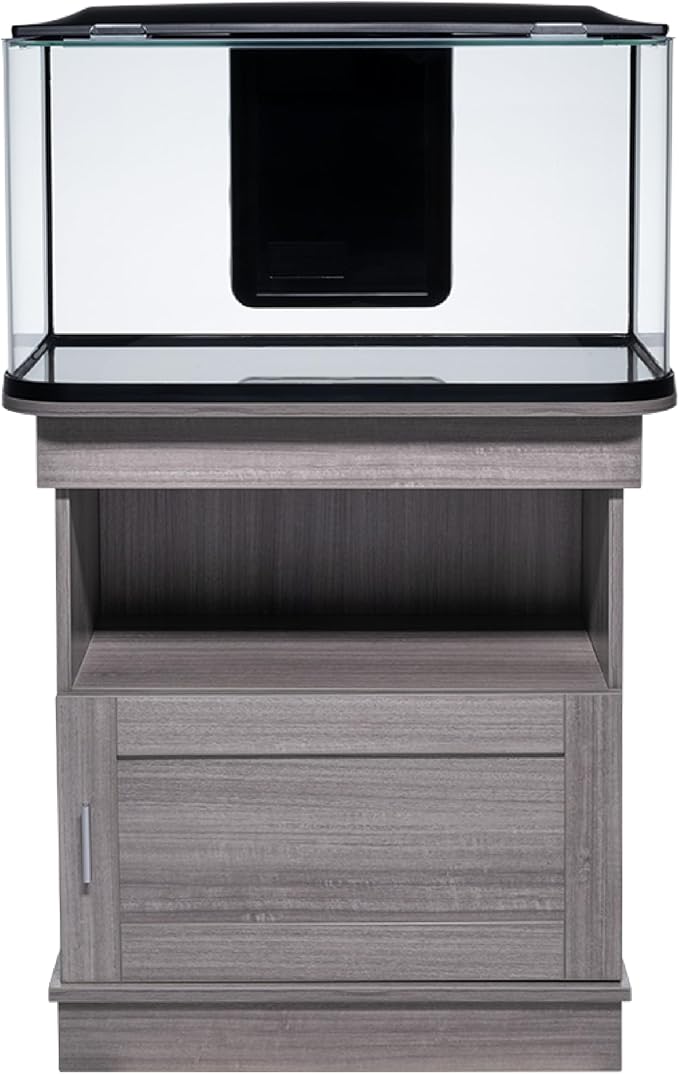 GloFish Aquarium Stand, 20 Gallons, Features Enclosed Storage Area, Display Area, Back Panel Cutout, Modern Farmhouse Look. Fish Tank Sold Separately