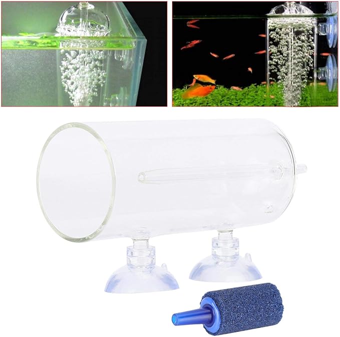 Aquarium Oxygen Aeration,Glass CO2 Diffuser Air Purge,Aquarium Equipment Fish Tank Accessory,Aquarium Air Bubbler Glass Cup, for Fish Tank Air Fish(Dissolved oxygen device (including bubble stone))