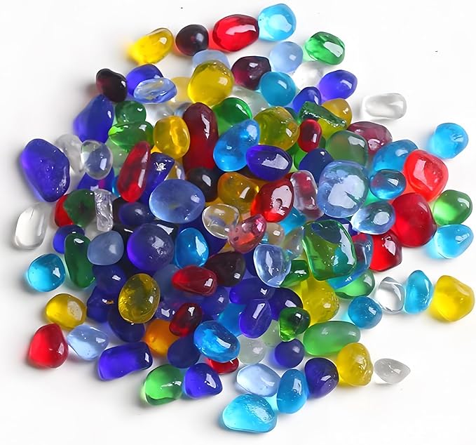 2 Lb Sea Glass for Crafts, 0.2-0.35" Gravel for Aquarium, Fish Tank, Freshwater Tank, Turtle Tank, Colorful Small Rocks for Pots Indoor, Decorative Pebbles for Indoor Plants