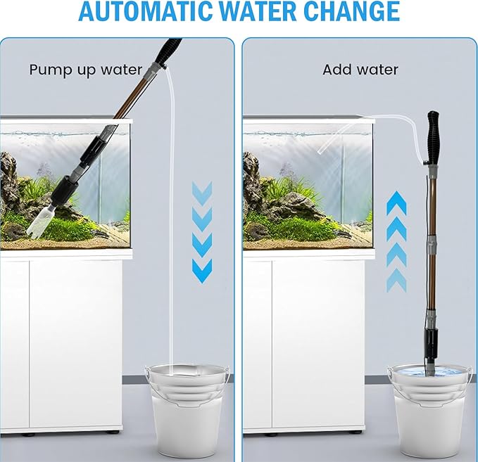 Aquarium Gravel Cleaner with Strong Suction Electric Fish Tank Cleaning Tools 6 in 1 Fish Tank Gravel Cleaner Vacuum Automatic Aquarium Vacuum Cleaner Kit for Wash Sand Water Changing US
