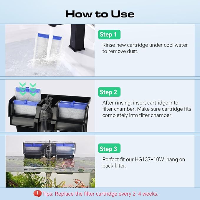 hygger HG137-10W Bio-Bag Filter Cartridges for Aquarium: 16 Pack Aquarium Replacement Filter Cartridges