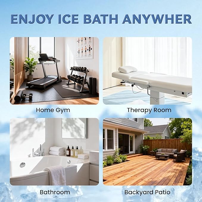 Poafamx Water Chiller for Ice Bath, 1/3 HP Cold Plunge Chiller with External Filter & Water Pump, Insulated Hoses, Quiet Cold Therapy Cooler for Ice Bath Tub, Athletes Recovery, Home Gym 110V