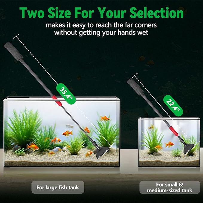 Aquarium Clean Tool 6 in 1 Fish Tank Cleaning Kit, Multi-Use Fish Tank Cleaner Brush, Algae Scraper Scrubber Pad Adjustable Long Handle Fish Tank Brush for 20-160 Gallon Acrylic & Glass Tank (L)