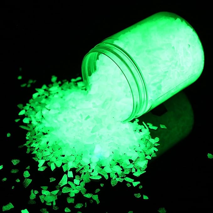 Shiny Stone Glow in The Dark Aquarium Neon Gravel Sand, Decorative Rocks for Fish Tank and Fairy Garden, Home Dec,305g/0.67lbs (3-5mm, Yellow Green)