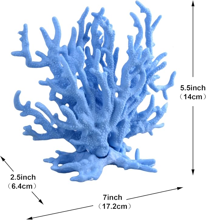 Blue Artificial Aquarium Plant Ornament Decor Plastic Coral Reef Fish Tank Decoration