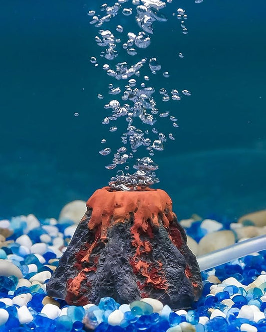 Uniclife Aquarium Volcano Ornament Kit Fish Tank Decoration Mini Resin Volcanic Decor for Fish Tank with Air Stone Bubbler Airline Tubing Accessories for Oxygenation (Air Pump Not Included)