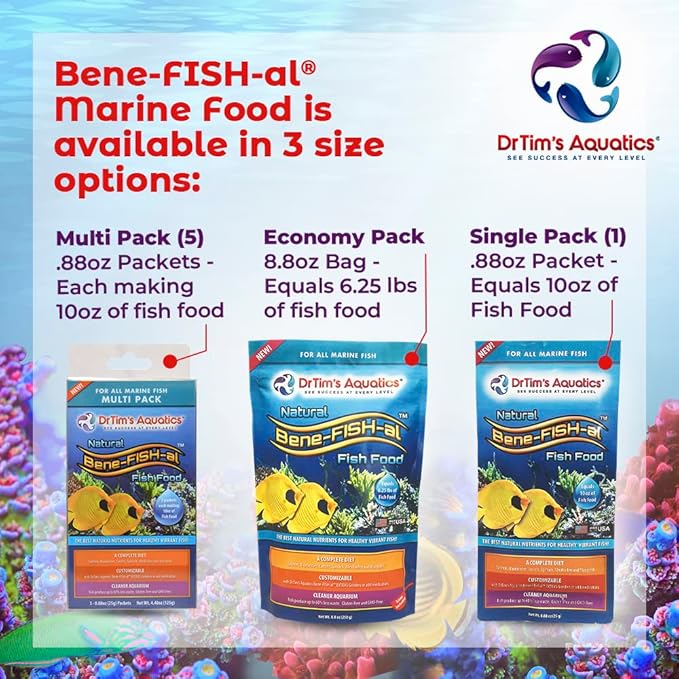 DrTim's Aquatics Fish Food Multi-Pack (5 Single Packs) (4.4oz, Marine Fish Food Multi-Pack (5 Single Packs))
