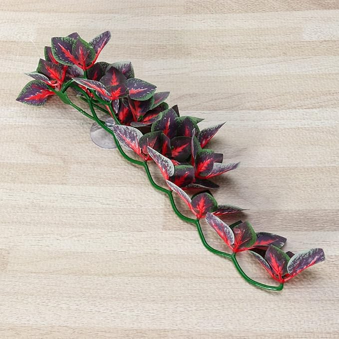 Mipcase Ornaments Plants for Artificial Decor Water Terrarium Red and Aquarium Underwater Inches Decoration Bearded- Pets Home Reptiles- Hanging Landscape