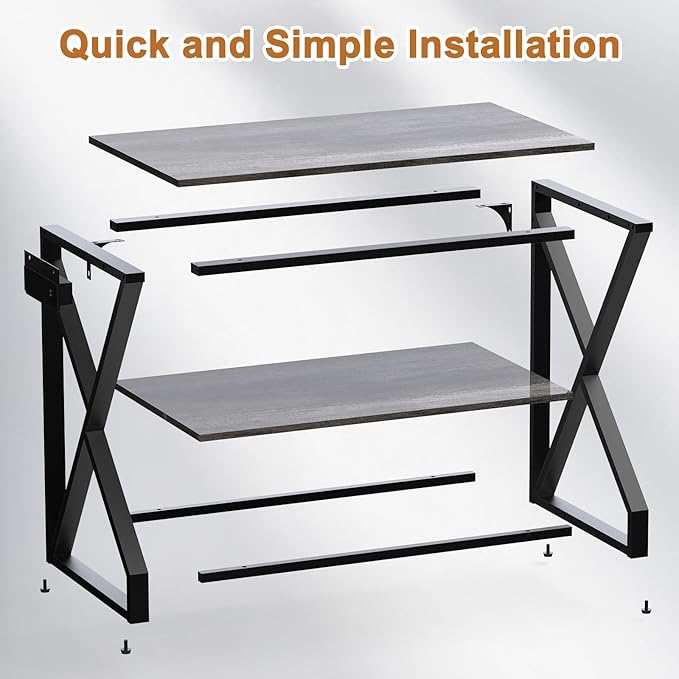 fishkeeper Heavy Duty Metal 50 Gallon Aquarium Stand with Charging Station, 2-Tier Storage Shelves with USB Ports and Outlets, 720LBS High Load Capacity Fish Tank Stand for Reptile/Turtle/Breeder Tank Stand