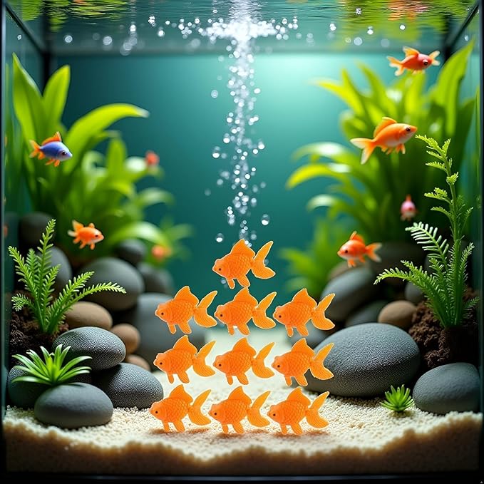 5Pcs Orange Aquarium Fish Bowl Tank Artificial Floating Plastic Decor Goldfish Ornament Fish Tank Decoration Aquarium Décor Thematic Ornaments