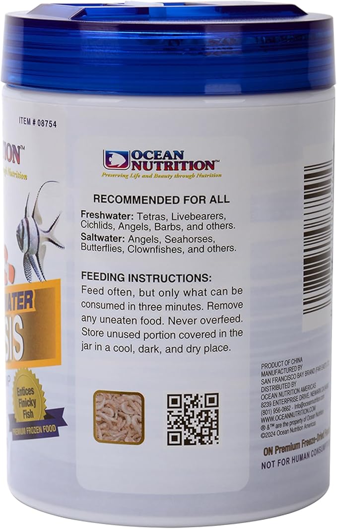 Ocean Nutrition Premium Freeze-Dried Mysis Shrimp - 1.5 Oz Natural Fish Food for Saltwater Fish Shrimp Food - Ideal for Tetras, Angels, Seahorses