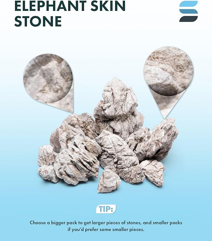 SubstrateSource Natural Aquarium Stones - Light Brown with Gray, Dimples & Craters, Decorative Aquascaping Rocks, Epiphytic Plants, Shrimp, Betta Fish Tank & Reptile Enclosure - Elephant Skin, 30 LB
