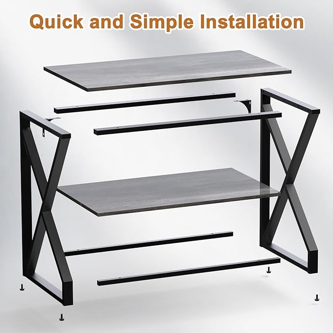 fishkeeper 50 Gallon Aquarium Stand 2-Tier Storage Shelves, 720LBS Upgraded Thickened Heavy Duty Metal Fish Tank Stand Terrarium Stand, 36.2" L x 19.7" W x 29.1" H Reptile/Turtle/Breeder Tank Stand