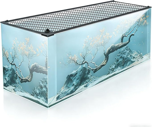 Reptile Tank Escape Proof Net Fresh Air Netting Lid Magnetic Aquarium Lid Tank Hood top Cover Anti(90cm x 50cm)