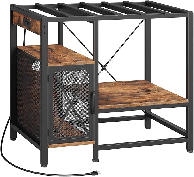 MAHANCRIS 40-50 Gallon Fish Tank Stand, Aquarium Stand with Power Outlet and Storage Cabinet, Heavy Duty Tank Stand Suitable for Turtle Tank, Reptile Terrarium, for Home Office, Rustic Brown FTHR50E01