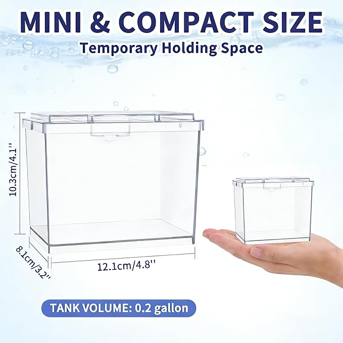 MoonOrange Mini Betta Fish Tank, Small Fish Bowl for Temporary Space, 0.2 Gallon Stackable Cube Tank with Betta Leaf and Gravels for Small Fish, Insect, Shrimp, Crab, Spider.(Pack-1)