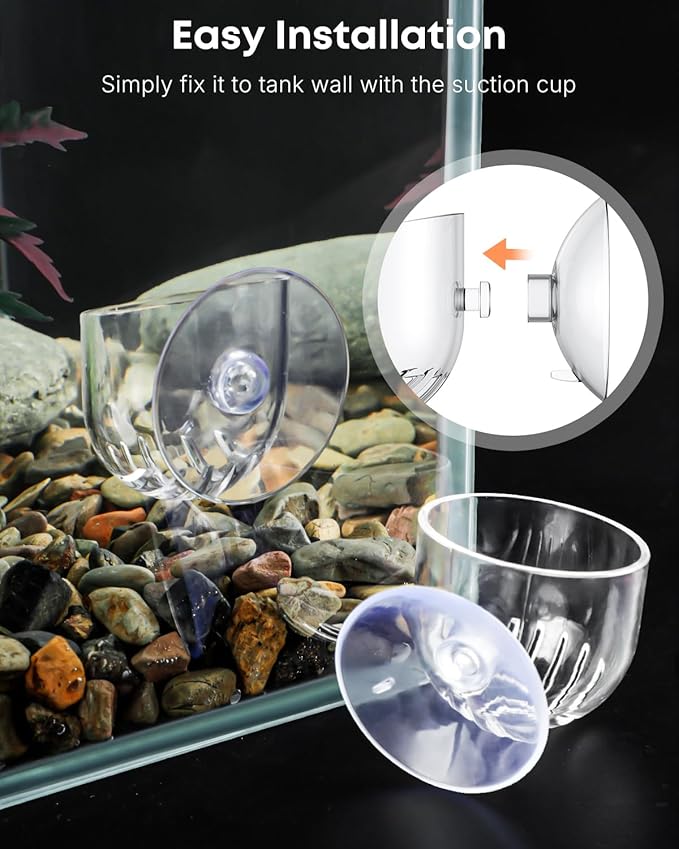 Pawfly Aquarium Plant Holder for Fish Tanks, Clear Plastic Fish Tank Plant Holder, Aquarium Planter Cup with Suction Cup, Fish Tank Plant Pot for Aquascape Decoration, Red Worm Fish Feeder