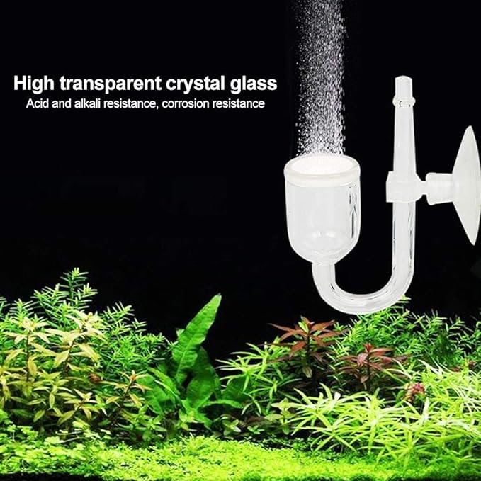 TOPINCN Aquarium CO2 Diffuser High Transparent Glass Aquarium Carbon Dioxide Diffuser Atomiser with U-Shape Tube for Fish Plants Water Grass