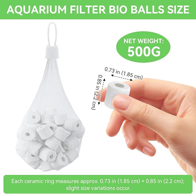 500g Bio-max Biological Material Remover Replacement for Fluval Canister Filter, Biological Filter Media for Freshwater/Saltwater Aquariums, Bio Media Ceramic Rings Filter Media for Pond, Fish Tank