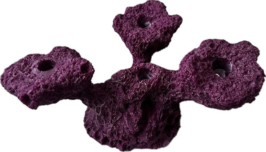 4 Hole Tripod Frag Rack/Rock for Coral Plug Ons and Reef Tank Aquariums (Coralline Purple)