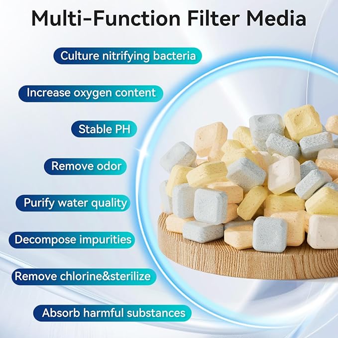 Aquarium Filter Media for Freshwater & Marine Tank Bio Filter Mix with Ceramic Block & Bio Balls, Helps Maintain Clear Water for Sump, Pond & Koi Fish Tanks