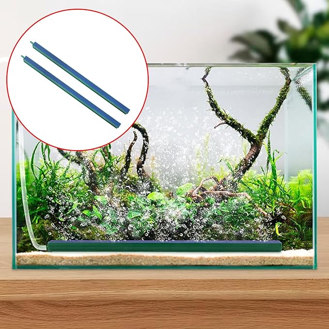 CHENJIN 2PCS Fish Tank Oxygen Booster Bubble Strips 12 inch Fish Tank Bubble Strips Aquarium Release Mineral Air Stone Sticks for Fish Tanks Aquariums Small Ponds Hydroponic Systems