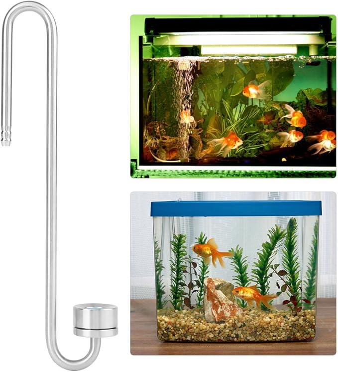 CO2 Diffuser, Stainless Steel CO2 Atomizer Bubble Counter with U Shape Connecting Tube O2 Diffuser Stainless Steel Reactor for Aquarium Plants Water Grass(20cm)