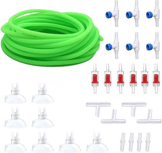 Premium 50FT 3/16inch Air Hose for Aquarium with Connector,Check Valve, Control Valve Accessories (Green, 50 ft.)
